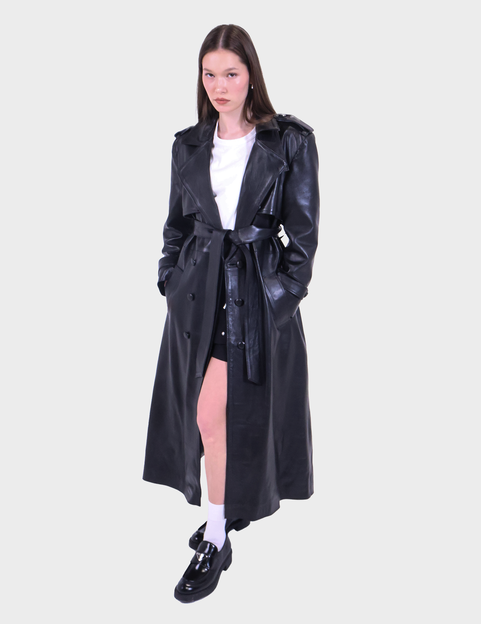 Black Leather Trench