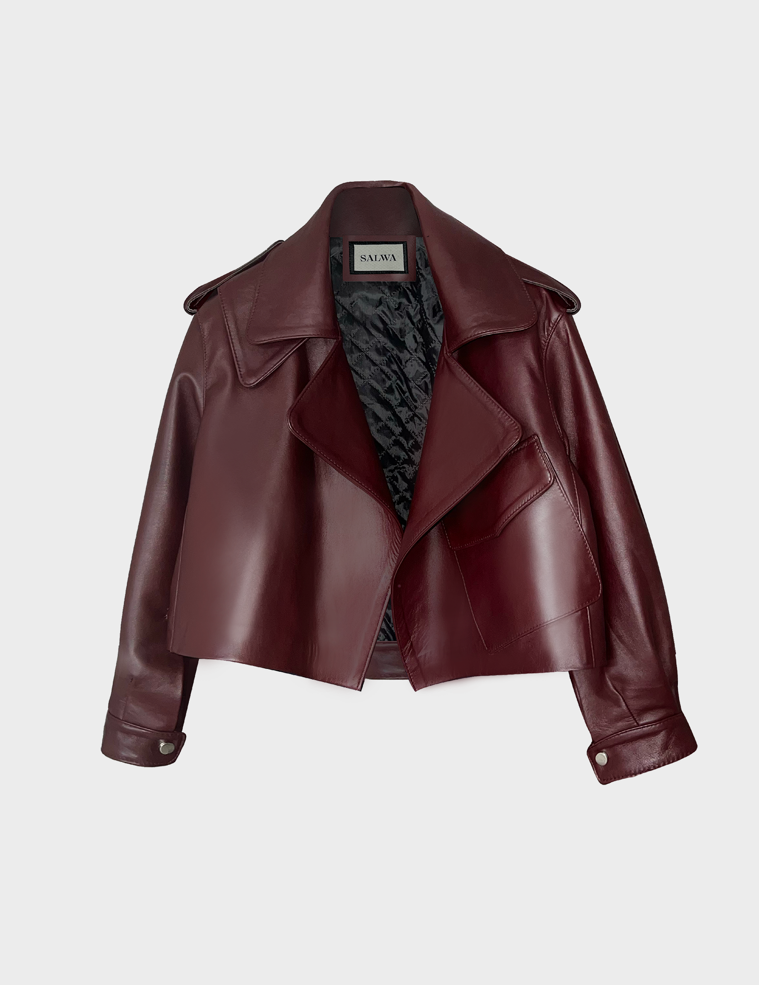 Cropped Trench Leather Jacket