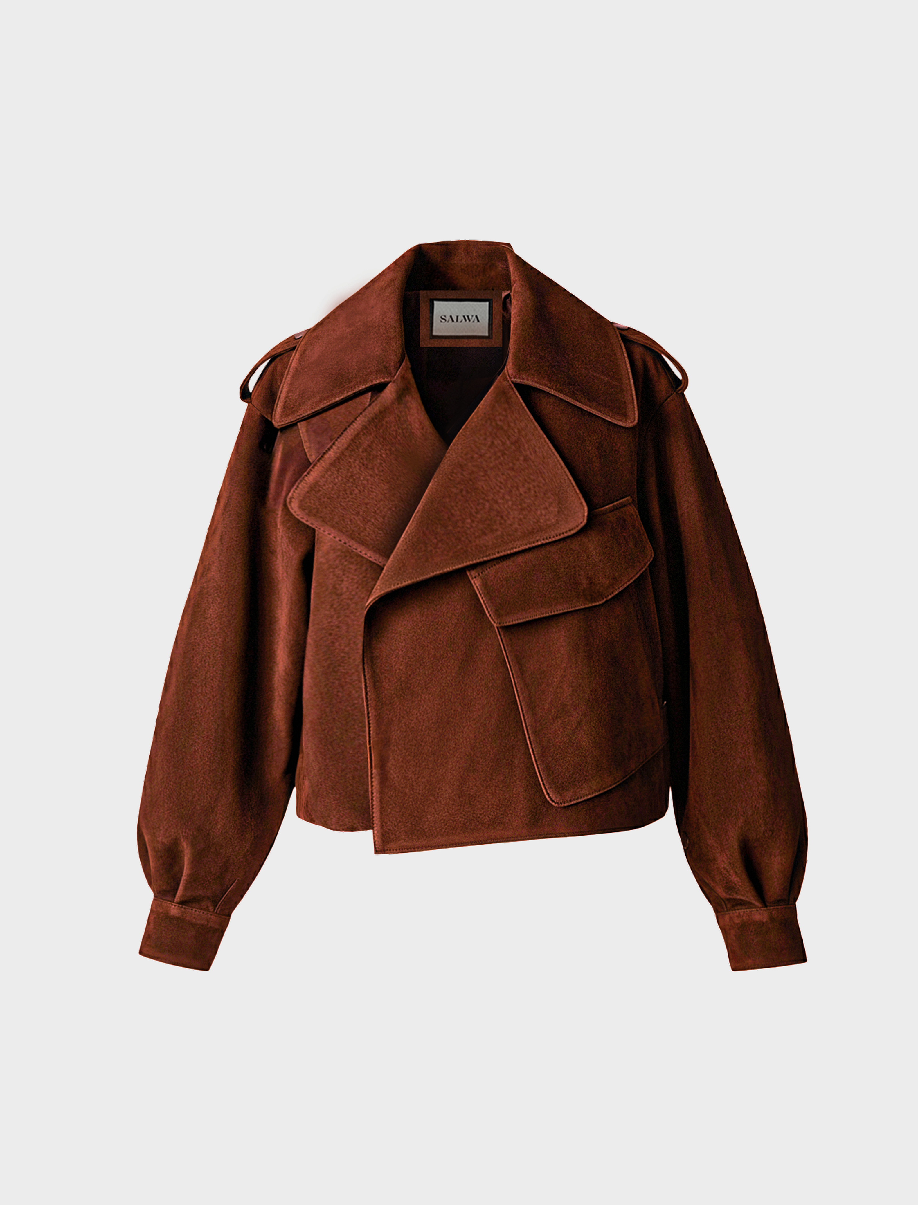 Suede Cropped Trench Jacket