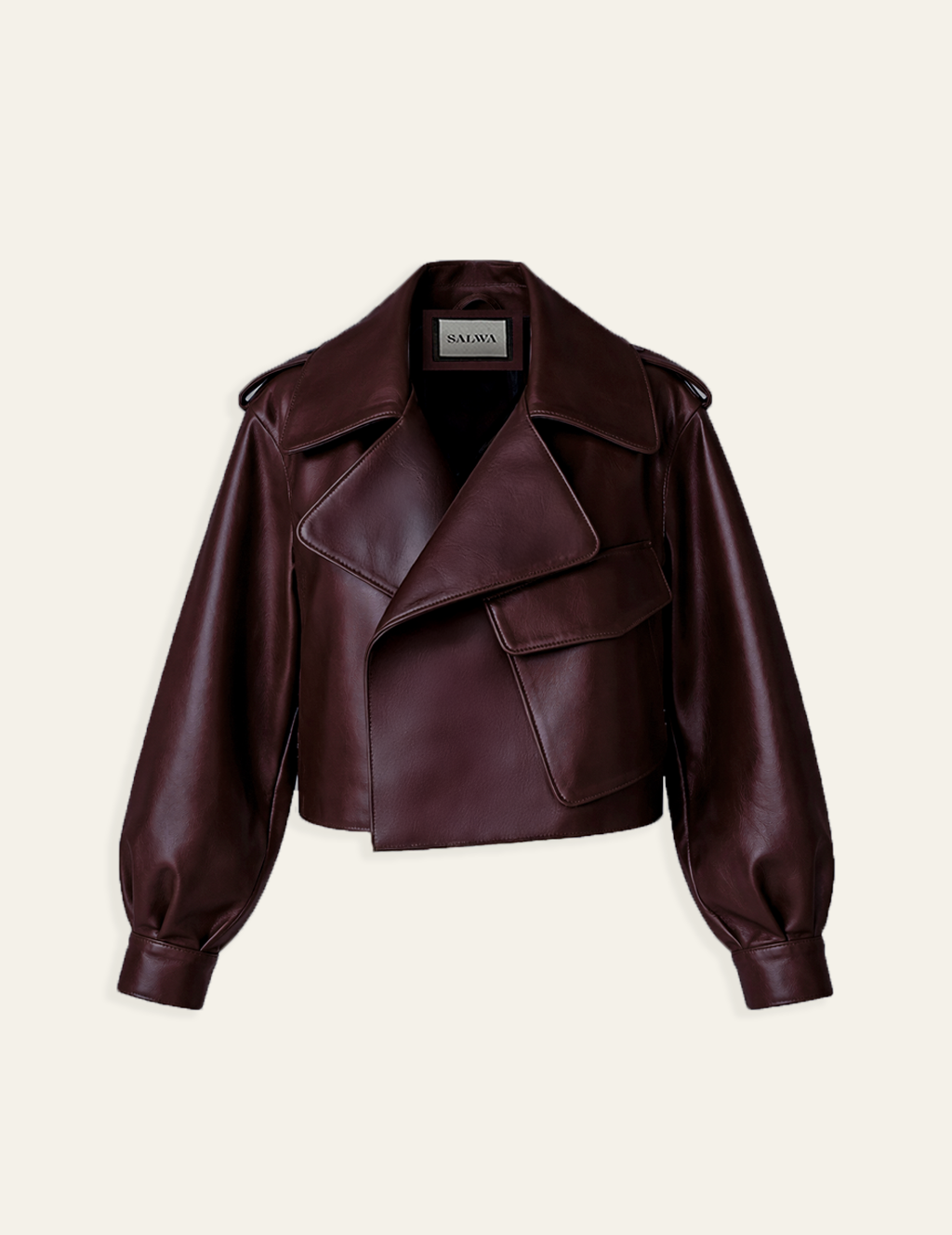 Cropped Trench Leather Jacket